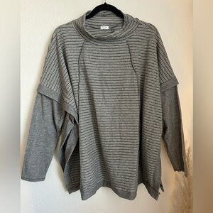 NWT- Hello Nite! Striped Mock Neck Open Side Poncho Size Large